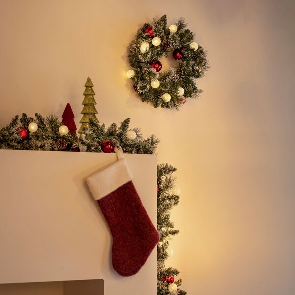 Ghirlanda natalizia bianca e rossa 45 cm con LED e timer - Jack