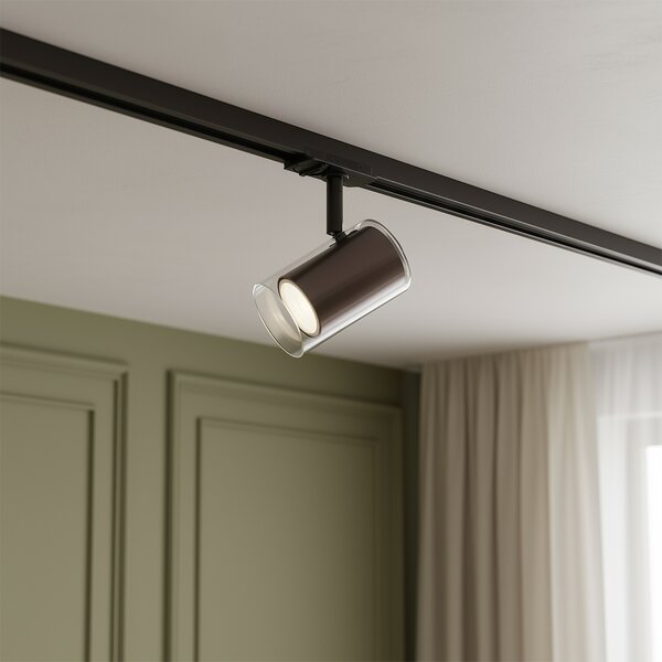 Faretto moderno bronzo scuro con vetro trasparente per sistema a binario monofase - Iconic Lloyd