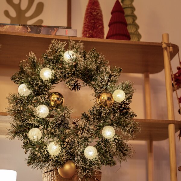 Ghirlanda natalizia bianca con oro 45 cm incl. LED con timer - Jack