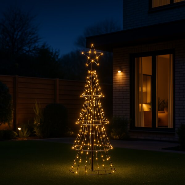 Lampada da terra natalizia albero nero 150 cm con LED e timer IP44 - Ugoku