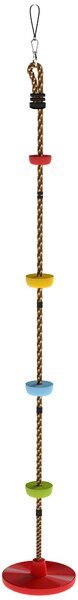 AIYAPLAY Corda Arrampicata da Giardino per Bambini con Pedane e Seduta a Disco, in HDPE e PE, Rosso | Aosom Italy