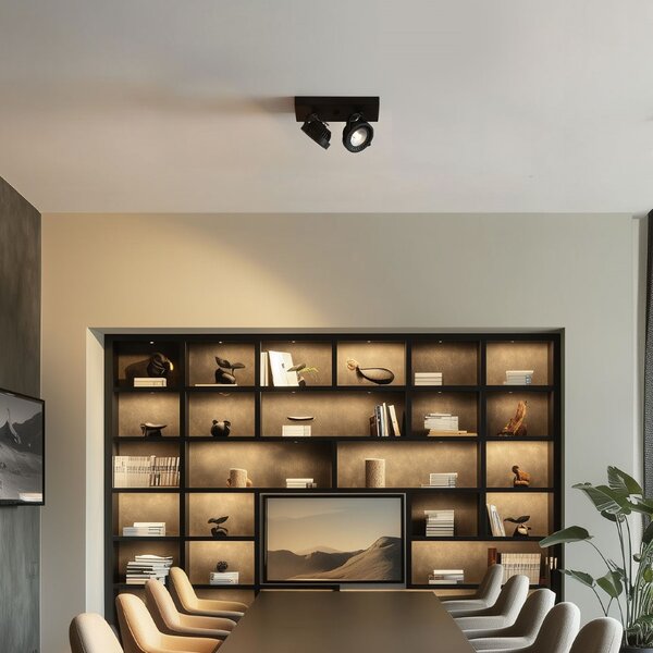 Faretto moderno da superficie nero con LED dimmerabile a 2 luci - Apollo