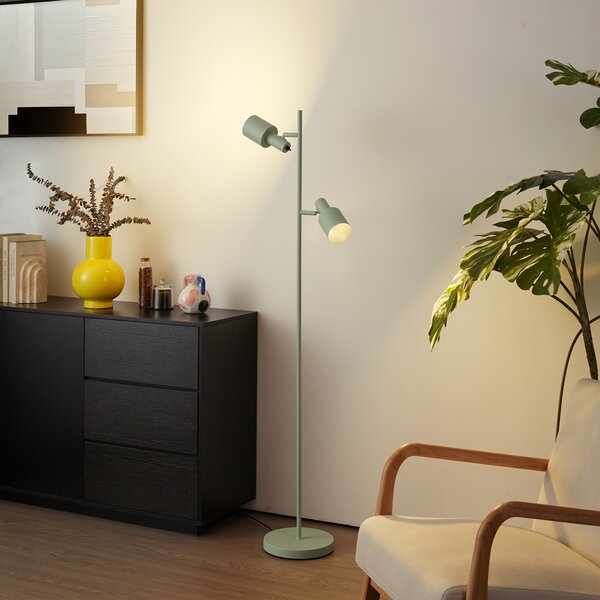 Lampada da terra moderna verde a 2 luci - Stijn
