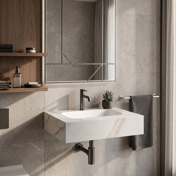 Lavabo sospeso REA Aresa Grey Gold 60