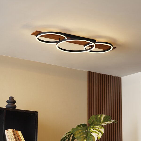 Plafoniera di design nera rotonda con LED dimmerabile a 3 livelli - Nimue