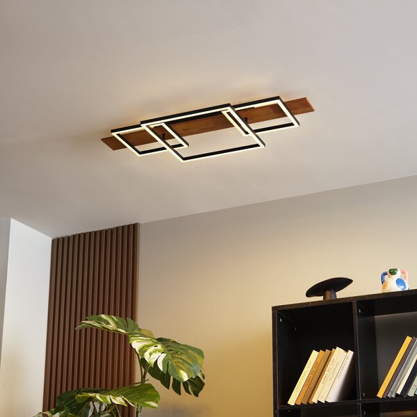 Plafoniera di design nera quadrata con LED dimmerabile a 3 livelli - Nimue
