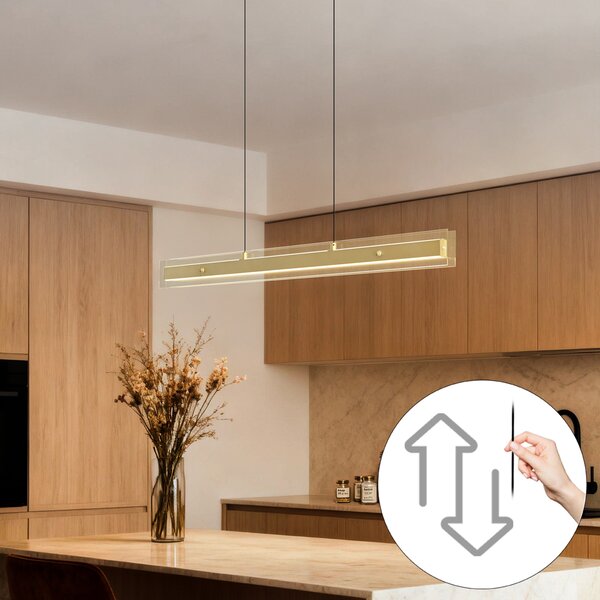 Lampada a sospensione moderna in ottone con vetro trasparente con LED Easylift - Catch