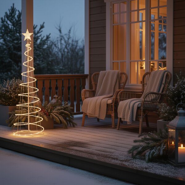 Albero di Natale bianco con LED IP44 - Puno
