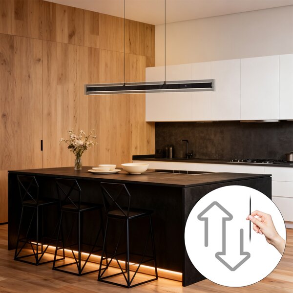 Lampada a sospensione moderna nera con vetro fumé con LED Easylift - Catch