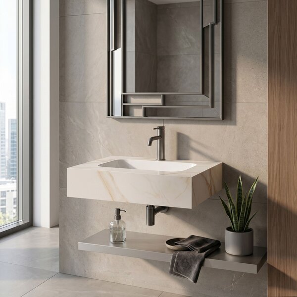 Lavabo sospeso REA Aresa Grey Gold 70