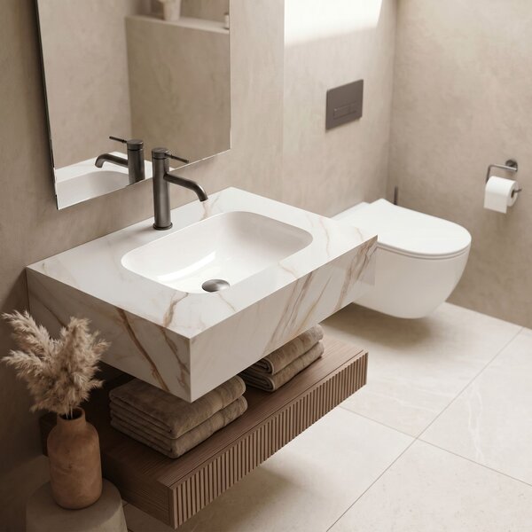 Lavabo sospeso REA Aresa Grey Gold 70