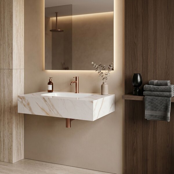 Lavabo sospeso REA Aresa Grey Gold 70