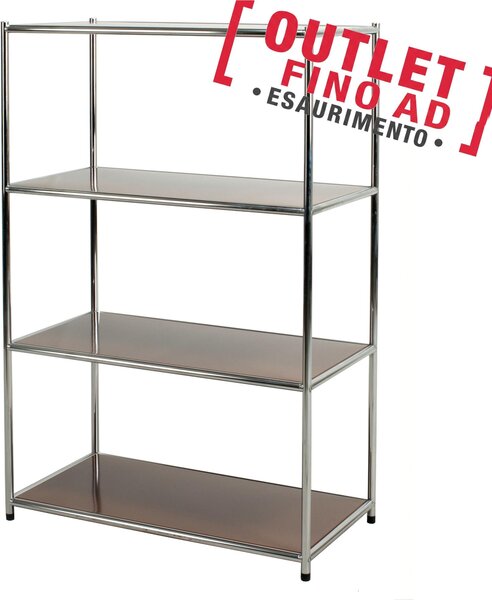 Libreria Scaffale cromato con 4 ripiani MARRONE Dimensioni 40x80xh120 cm Cromo con piedini regolabili