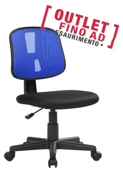 Sedia operativa Rivestimento in tessuto nero e rete tecnica Dimensione 43x48,5x h 93 max 100 cm nero, per casa ed ufficio colore blu