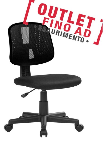 Sedia operativa Rivestimento in tessuto nero e rete tecnica Dimensione 43x48,5x h 93 max 100 cm nero, per casa ed ufficio