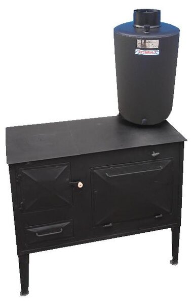 Mantello termico da 80 litri per stufe a combustibile solido - Serbatoio in acciaio nero, resistente alla corrosione, con attacco per canna fumaria di diametro 120 mm. Utilizzo: [specificare l'utilizzo]