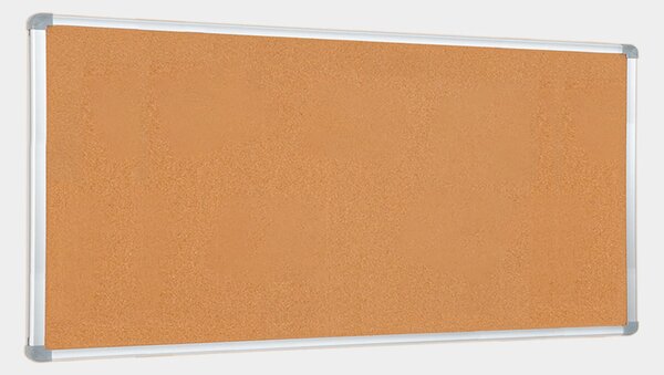 Lavagna in sughero naturale 200x100 cm, cornice in alluminio anodizzato silver e angoli in ABS, kit fissaggio incluso