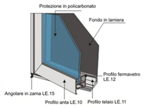 Bacheca da esterno CITY01 con apertura a libro, 47,5x70H cm, alluminio e anta in metacrilato, finitura grigio gotico