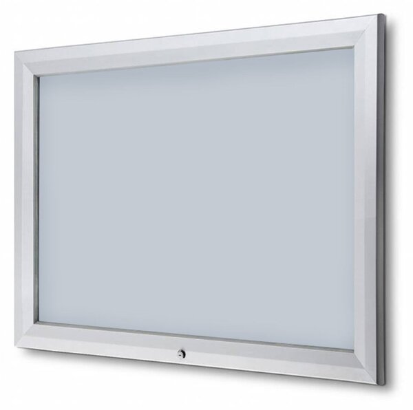 Bacheca da esterno certificata IP56, formato 8xA4, profili alluminio anodizzato, anta vetro temperato ESG