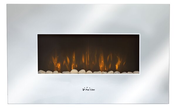 Caminetto elettrico a parete, 2000 W, design in vetro temperato con effetto specchio, incluso telecomando