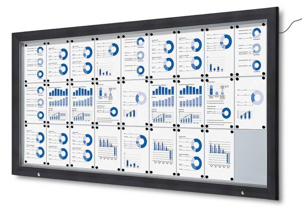Bacheca da esterno con illuminazione LED, formato 27xA4, vetro temperato ESG e finitura antracite RAL7016