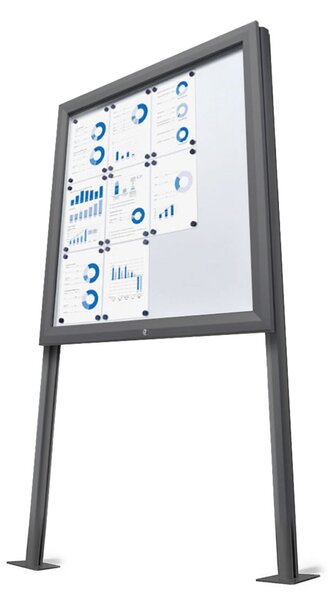Coppia montanti in alluminio H 200 cm, finitura antracite RAL 7016, per bacheche da esterno certificate CITY100