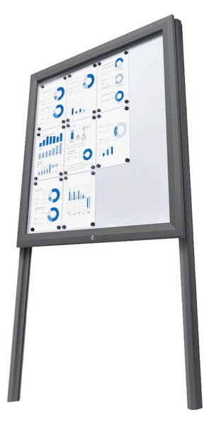 Montanti in alluminio per bacheche da esterno CITY100, H 250 cm con interramento, finitura antracite RAL 7016
