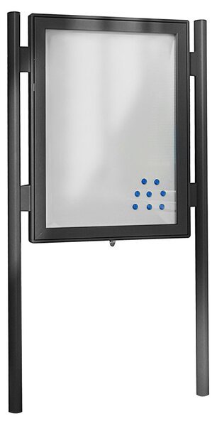 Montanti alluminio bacheche esterno CITY20 - H200cm, sezione ovale 65x47mm, basi 100x150mm, grigio gotico