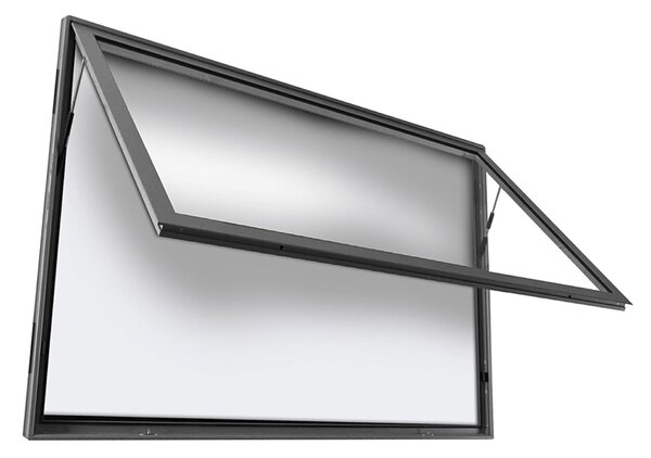 Bacheca per esterno CITY15 in alluminio 70x99 cm, apertura a ribalta, fondo magnetico, grigio gotico/silver