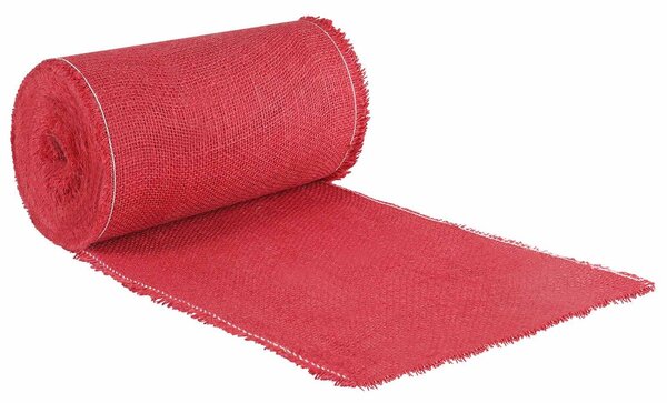 Tappeto in juta, 25 x 500 cm, colore rosso