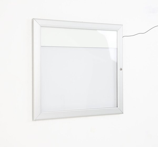 Bacheca luminosa da esterno CITY302LED, formato 2xA4, alluminio anodizzato silver, anta in policarbonato, LED 5000K
