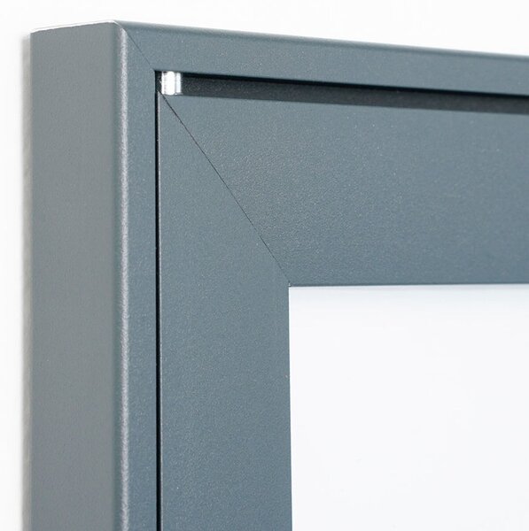 Bacheca da esterno e interno 8xA4 con apertura a libro, anta in metacrilato e struttura in alluminio grigio antracite RA