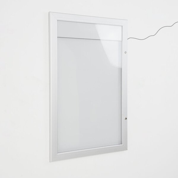 Bacheca da esterno a LED formato 4xA4, profili in alluminio anodizzato silver, anta in policarbonato, 515x790 mm