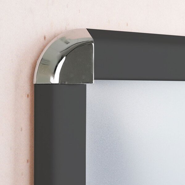 Cornice a scatto 100x140 cm nera, profilo alluminio 32 mm, angoli tondi cromati, PVC antiriflesso