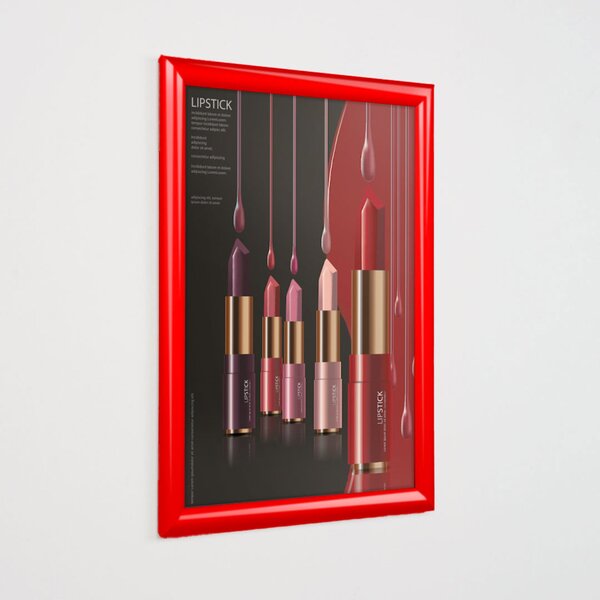 Cornice a Scatto A3 in Alluminio Rosso RAL3020 - Profilo 25mm, Angoli Vivi, PVC Antiriflesso 29,7x42 cm