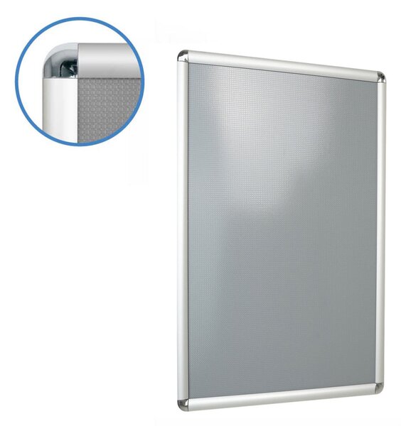 Cornice a Scatto Formato A1 59,4x84,1 cm, Profilo Alluminio 25 mm, Angoli Tondi, PVC Antiriflesso