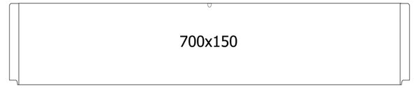 Tasca porta cartelli in plexiglass 70x15 cm per soffitto, sistema a sospensione con cavetti in acciaio e clip trasparent
