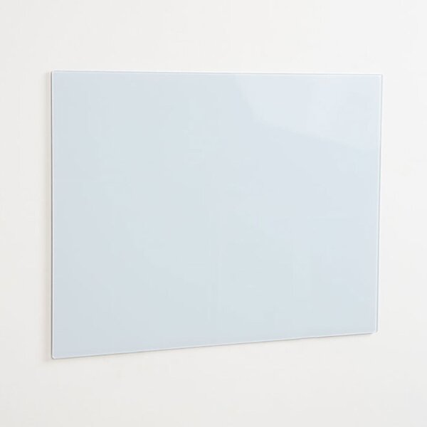 Lavagna magnetica in vetro temperato 120x90 cm, retro in acciaio zincato, senza bordi, fissaggio a muro