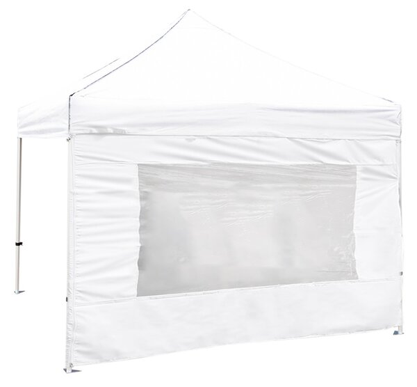Parete bianca con finestra in poliestere per gazebo pieghevole 3x3 metri, tessuto outdoor, accessorio monofacciale