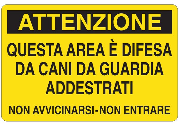 Cartello in alluminio 30x20 cm Area difesa da cani da guardia addestrati per esterno
