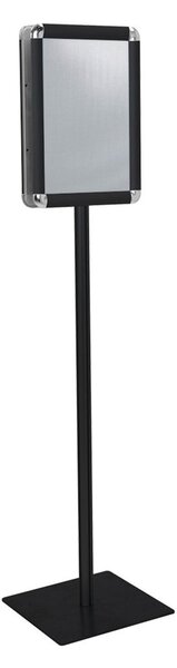 Espositore da terra bifacciale porta poster A3 nero, montante alluminio �40 mm, altezza 150 cm, base 36x36 cm