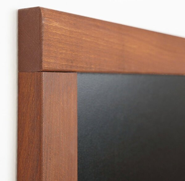 Lavagna da parete con cornice in legno di faggio massiccio, finitura dark wood, formato 60x80 cm