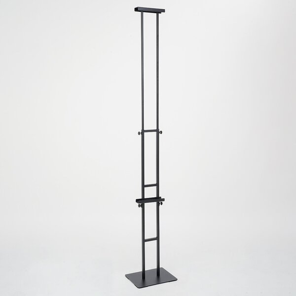 Piantana porta pannelli bifacciale regolabile in alluminio e metallo nero, altezza 106-202 cm, pannelli fino a 149 cm
