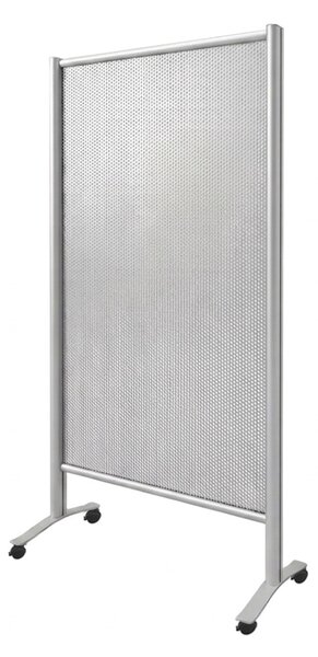 Parete divisoria autoportante in lamiera microforata magnetica 100x190 cm - struttura in alluminio anodizzato silver