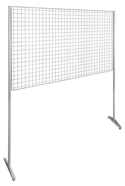 Pannello espositivo autoportante H 200 cm con griglia metallica 50x50 mm, alluminio anodizzato, bifacciale WHL301