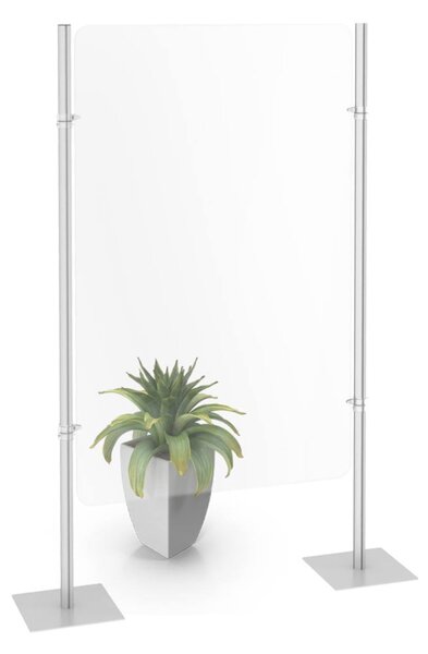 Montante in alluminio anodizzato H200cm con base quadrata in metallo 36x36cm per pannelli divisori modulari