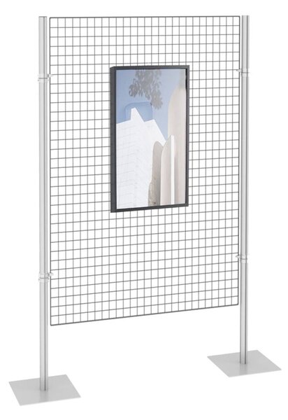 Montante in alluminio anodizzato H200cm con base quadrata in metallo 36x36cm per pannelli divisori modulari