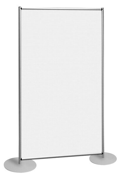 Parete divisoria singola in policarbonato alveolare satinato bianco 100x190 cm con basi rotonde in metallo