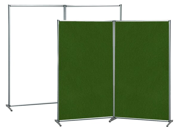 Parete divisoria doppia bifacciale WHL801/PVE, lavagna magnetica bianca e feltro verde, 100x190 cm, alluminio anodizzato