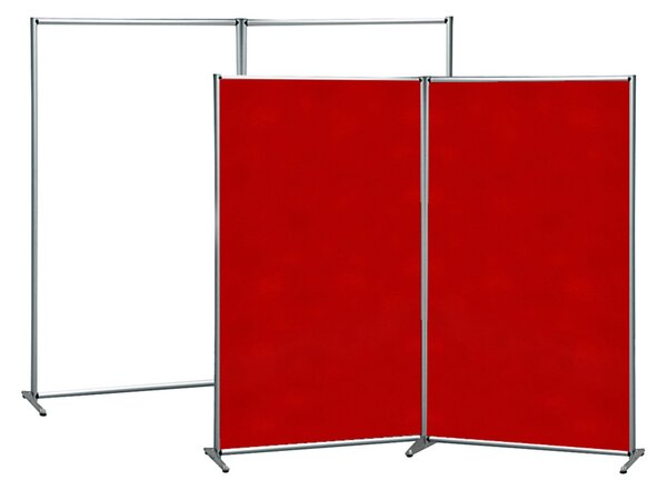 Parete divisoria doppia bifacciale WHL801/PRO, alluminio anodizzato, panno rosso e superficie magnetica bianca 100x190 c